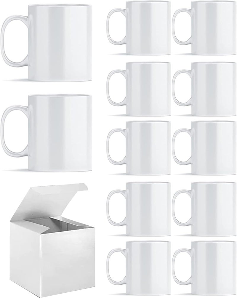 ABBSH Sublimation Mugs, Sublimation White Coffee Mugs Tazas Para Sublimacion Blank 11 OZ With Box for for Coffee, Soup, Tea, Milk, Latte, Hot Cocoa Set of 12 - Image 1