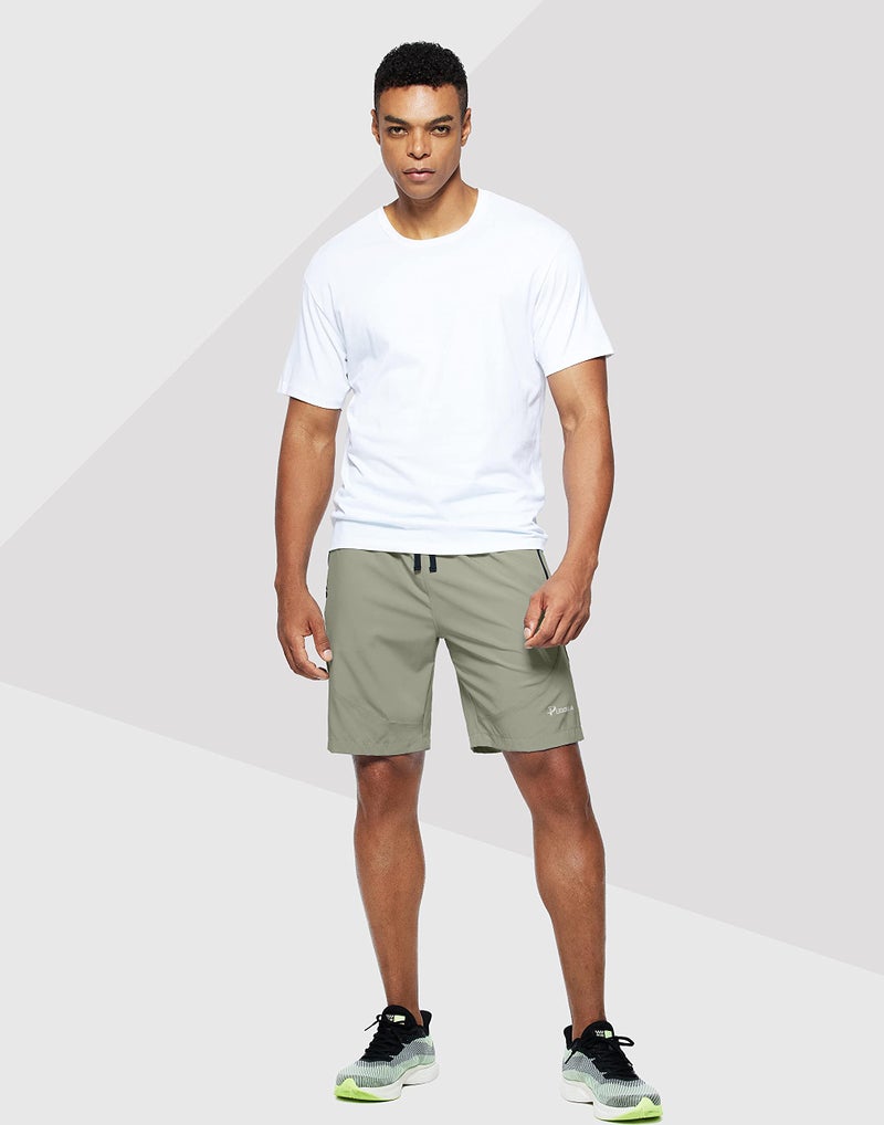 Pudolla Men's Workout Running Shorts Lightweight Gym Athletic Shorts for Men with Zipper Pockets (Aloe Green XX-Large) - Image 3