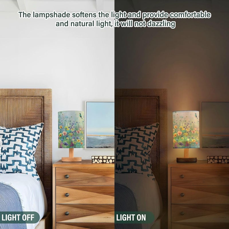 senya Table Lamp for Bedroom Living Room Dandelions Wildflowers Spring Bedside Lamps with USB Charging Ports Nightstand Light Lamps Bird 2 E08D23010 - Image 5