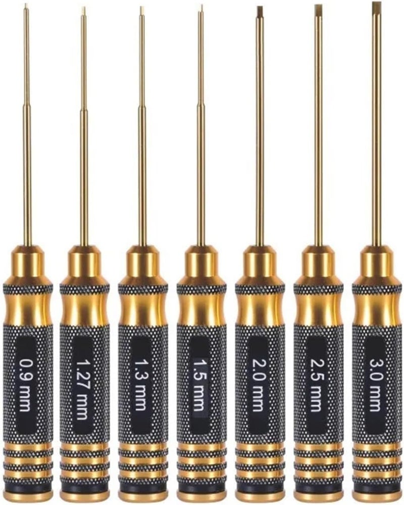 RC Car Toys 7-piece Set With Gold Round Handle And Titanium Plated Hexagonal Inner Corner Steel Hex Screwdriver Set 0.9/1.27/1.3/1.5/2.0/2.5 - Image 1