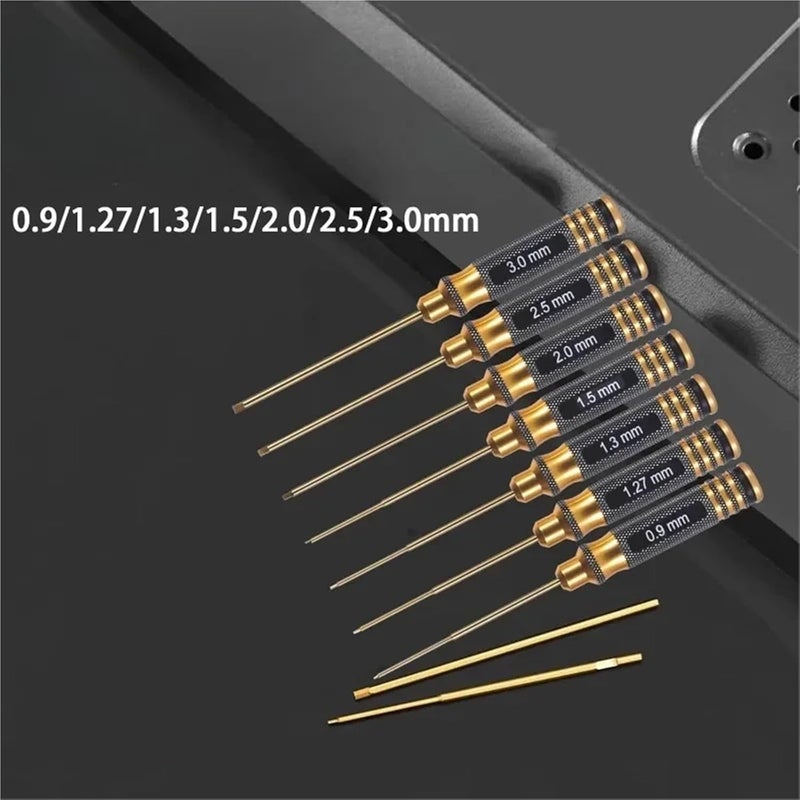 RC Car Toys 7-piece Set With Gold Round Handle And Titanium Plated Hexagonal Inner Corner Steel Hex Screwdriver Set 0.9/1.27/1.3/1.5/2.0/2.5 - Image 3