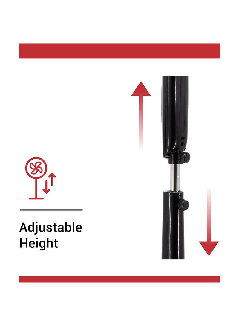 HITACHI AC Stand Fan with Remote Control, 16 inch, 3D Oscillation Directions, 70°Head Swing, 3 Speed Levels & Adjustable Height, 5 Leaf Blade with 8 Hours Timer, Best for Home & Office, LFA6RC 55 W LFA6RC LFA6RGBN Black - Image 4