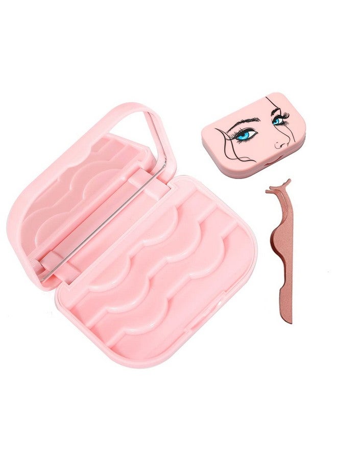 kawosun False Eyelash Case Lash Case Organizer Lash Container Box Empty Cosmetic Case Magnetic Eyelashes Storage Box with Mirror , Eyelashes Packaging Travel Storage Box Eyelash Bag(Light Pink) - Image 1