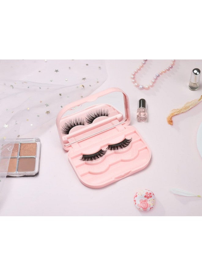 kawosun False Eyelash Case Lash Case Organizer Lash Container Box Empty Cosmetic Case Magnetic Eyelashes Storage Box with Mirror , Eyelashes Packaging Travel Storage Box Eyelash Bag(Light Pink) - Image 5