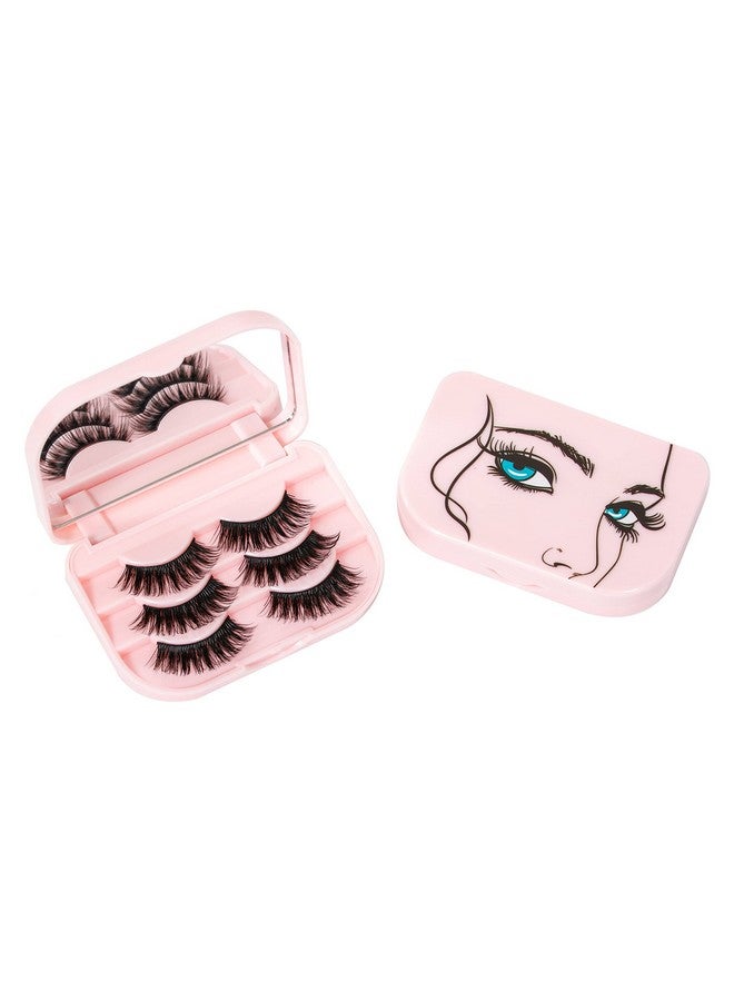 kawosun False Eyelash Case Lash Case Organizer Lash Container Box Empty Cosmetic Case Magnetic Eyelashes Storage Box with Mirror , Eyelashes Packaging Travel Storage Box Eyelash Bag(Light Pink) - Image 2
