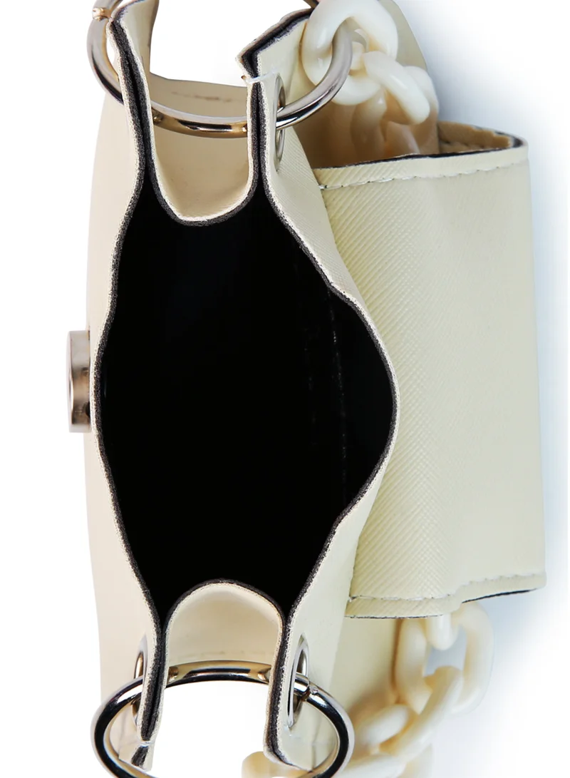 London Rag White Round Flap Mini Statement Bag
