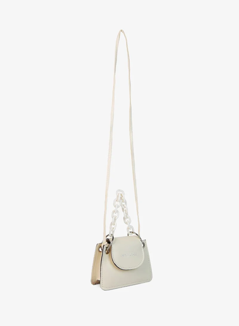 London Rag White Round Flap Mini Statement Bag