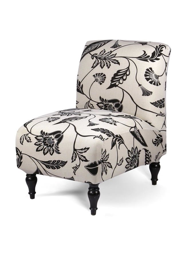 Iauddy Armless Accent Slipper Chair Cover Slipcover,Stretch Spandex Printed Removable Non-Slip Silp Cover for Accent Chair Without Arms for Living Dining Room(Light Khaki/Black,1) - Image 1