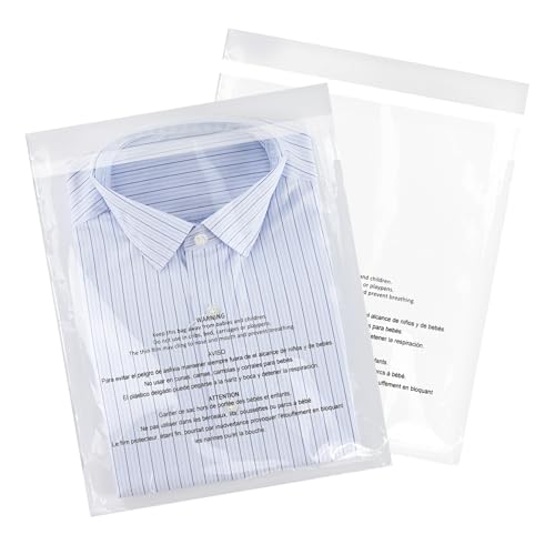 iMailer - 100 Pcs - 14" x 20" Poly Bags with Suffocation Warning Self Seal- Clear Shipping Bags 1.6 Mil for Clothing, Shirts, Packaging - Permanent Adhesive - Image 1