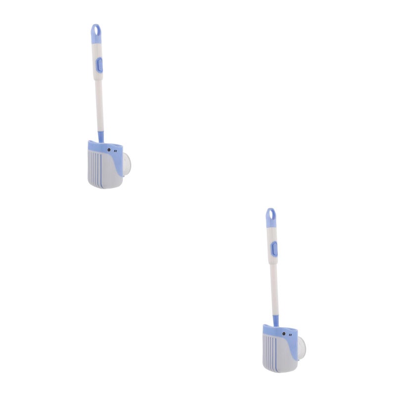 2pcs Silicone Toilet Bowl Brush and Holder Set Cartoon Bathroom Brush Refillable Toilet Brush with soap Dispenser for Bathroom - Image 1