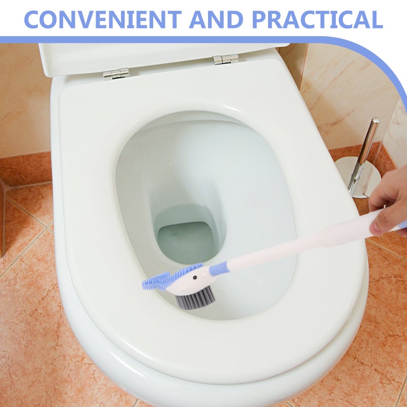 2pcs Silicone Toilet Bowl Brush and Holder Set Cartoon Bathroom Brush Refillable Toilet Brush with soap Dispenser for Bathroom - Image 3