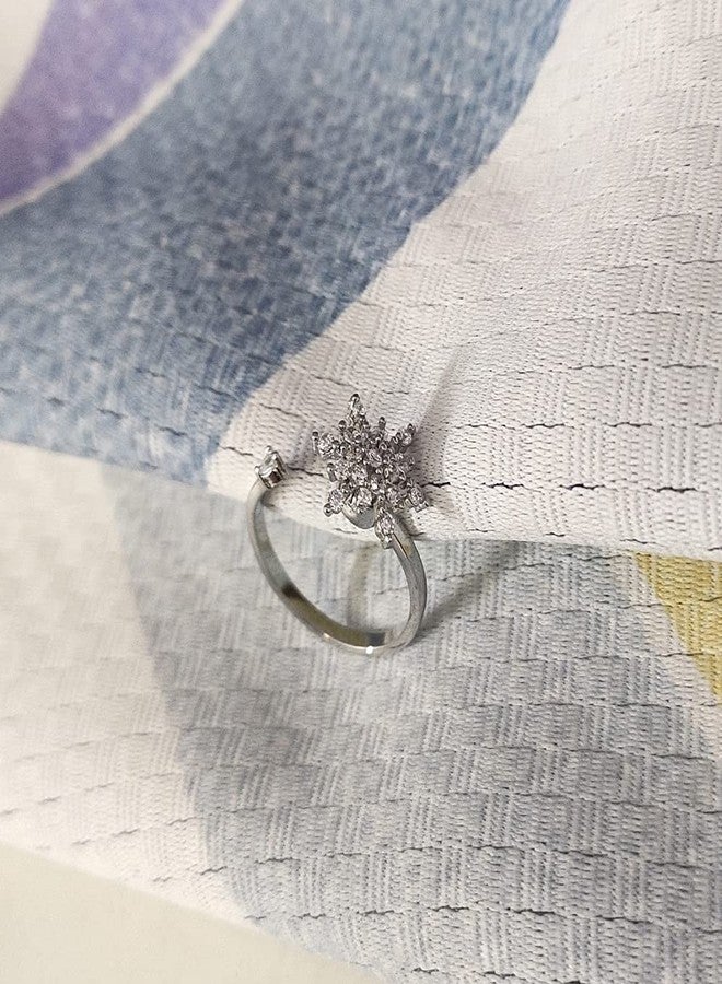 OIDIMS CZ Crystal Snowflake Wrap Open Band Rings for Women Stress Relief Spinner Anxiety Tail Finger Coil Rotate Freely Inspirations Stacking Ring Adjustable Charm Birthday Xmas Jewelry Gifts (Style 2) - Image 4