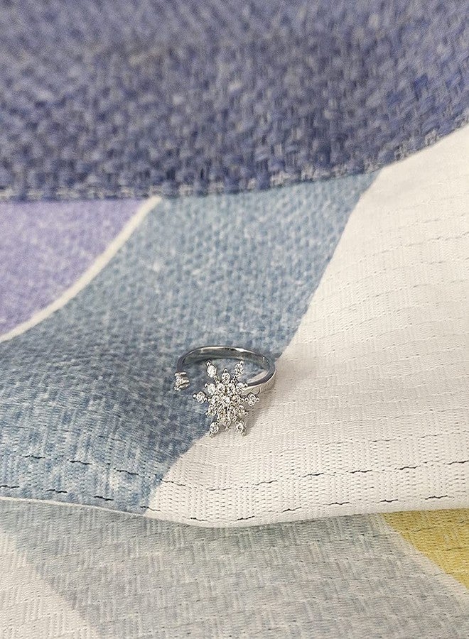 OIDIMS CZ Crystal Snowflake Wrap Open Band Rings for Women Stress Relief Spinner Anxiety Tail Finger Coil Rotate Freely Inspirations Stacking Ring Adjustable Charm Birthday Xmas Jewelry Gifts (Style 2) - Image 5