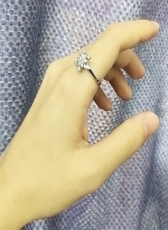 OIDIMS CZ Crystal Snowflake Wrap Open Band Rings for Women Stress Relief Spinner Anxiety Tail Finger Coil Rotate Freely Inspirations Stacking Ring Adjustable Charm Birthday Xmas Jewelry Gifts (Style 2) - Image 2