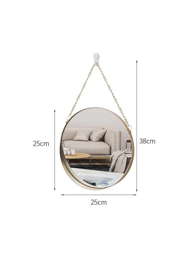 Round Wall Hanging Mirror Gold/Clear 25x38cm - Image 2