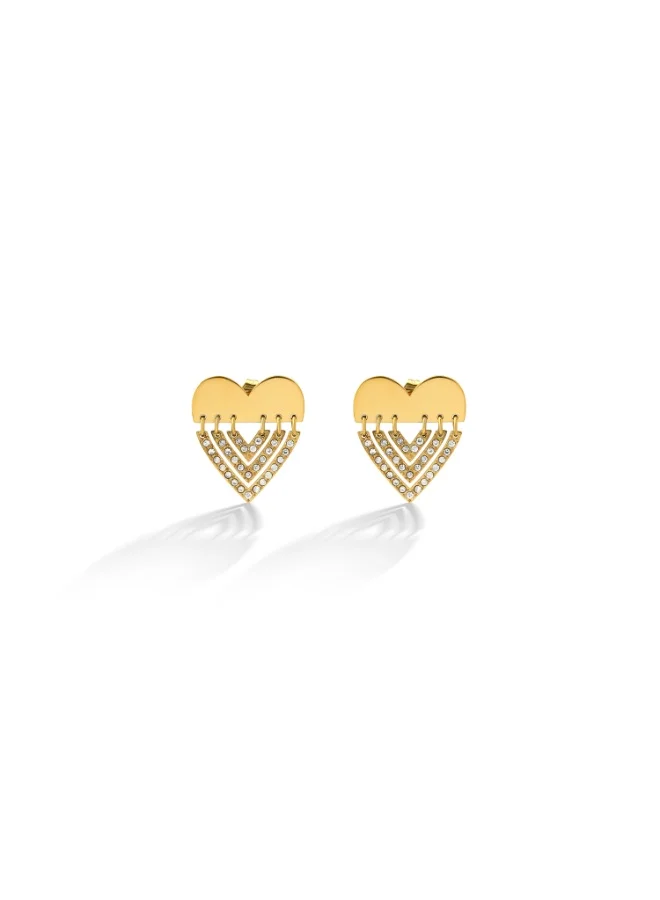 Palmonas 18K Gold Tone Plated Sparkling Layered Heart Earrings For Women - Waterproof & Anti-Tarnish