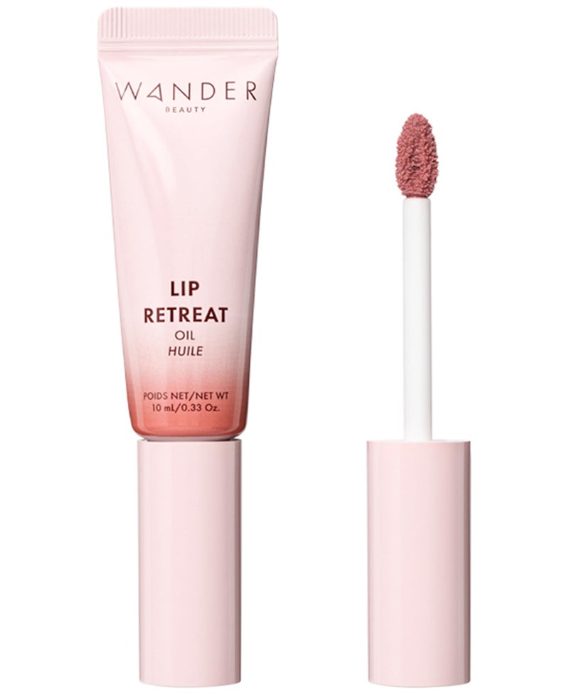 Wander Beauty Lip Retreat Oil - Skinny Dip (Nude) - 4-in-1 Tinted Oil + Moisturizing Gloss with Avocado, Vitamin E and Rosehip - Hydrating Care for Dry Lips - 0.33 fl oz - Image 1