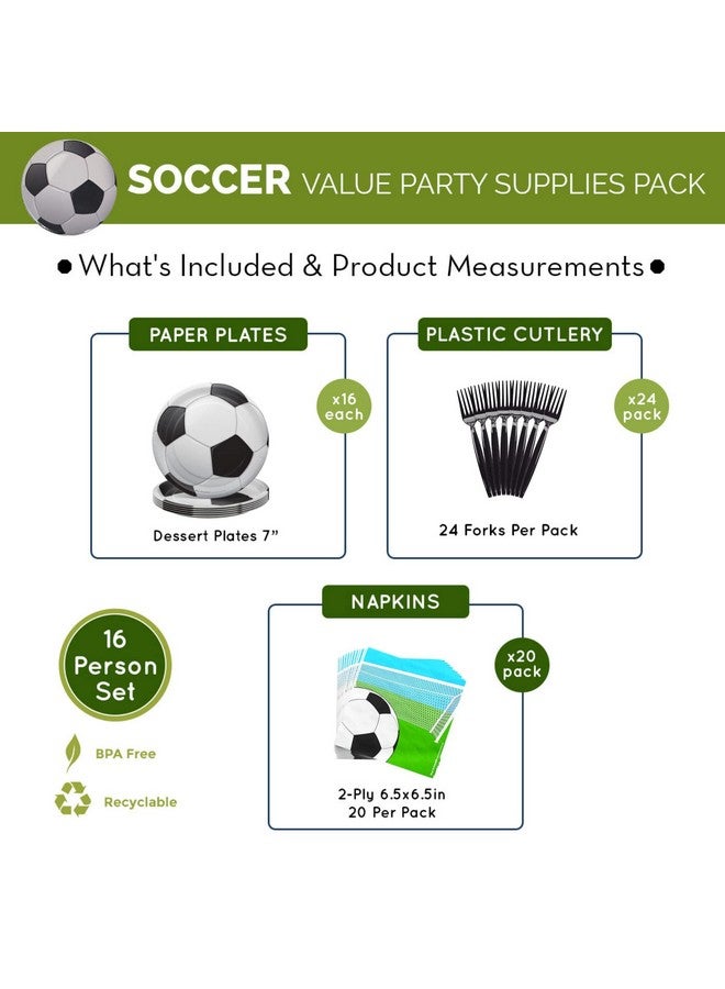 بلو أورتشدس مجموعة لوازم حفلات كرة القدم (60 قطعة لـ 16 ضيفًا) - ديكورات حفلات كرة القدم، لوازم حفلات أعياد الميلاد ذات الطابع الرياضي، لوازم حفلات كرة القدم، أطباق ومناديل كرة القدم - Image 2