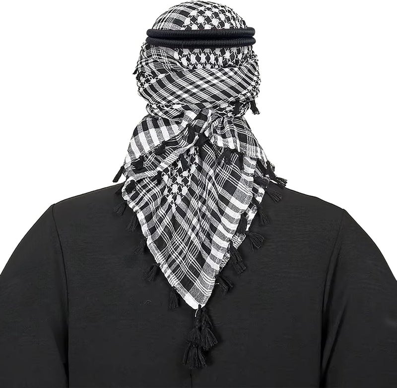 PURFUN Men's Large Arab Shemagh Headscarf Muslim Headcover Shawl Keffiyeh Arabic Scarf - Image 2