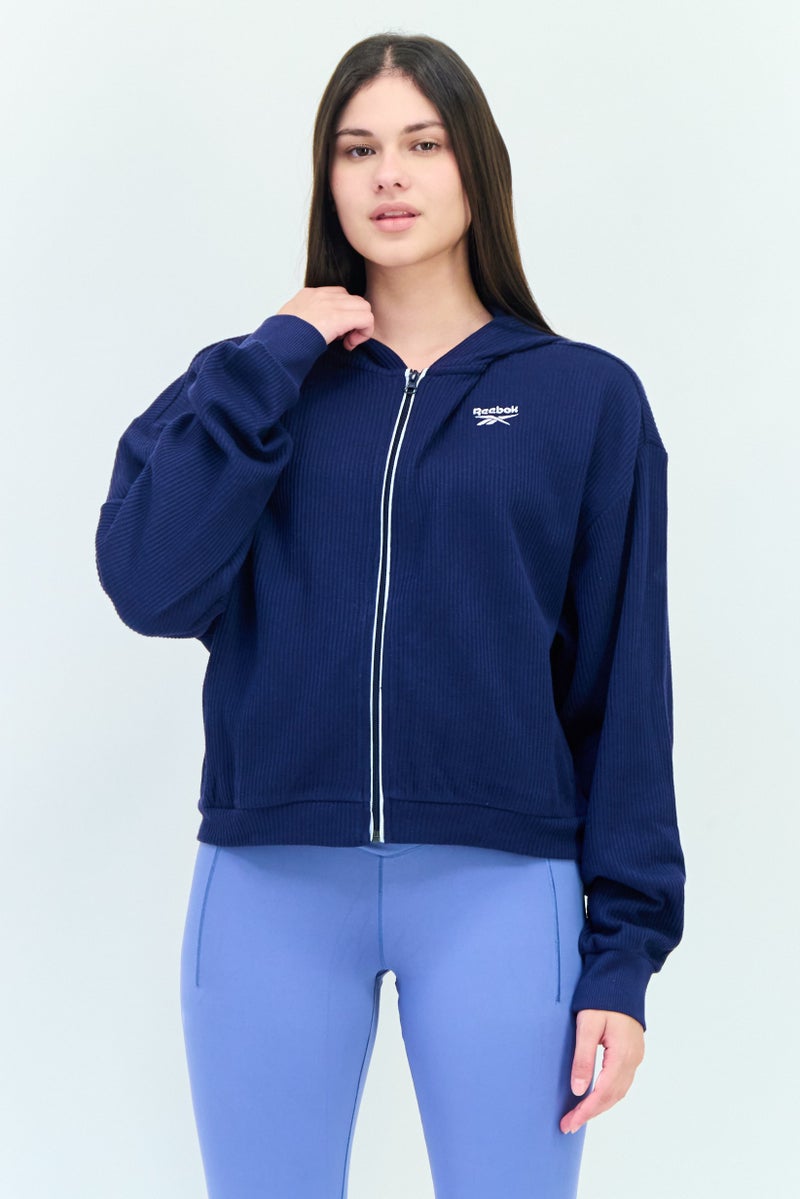 Reebok Women Sportswear Fit Long Sleeves Running Sweatshirt, Navy Blue  - Image 1