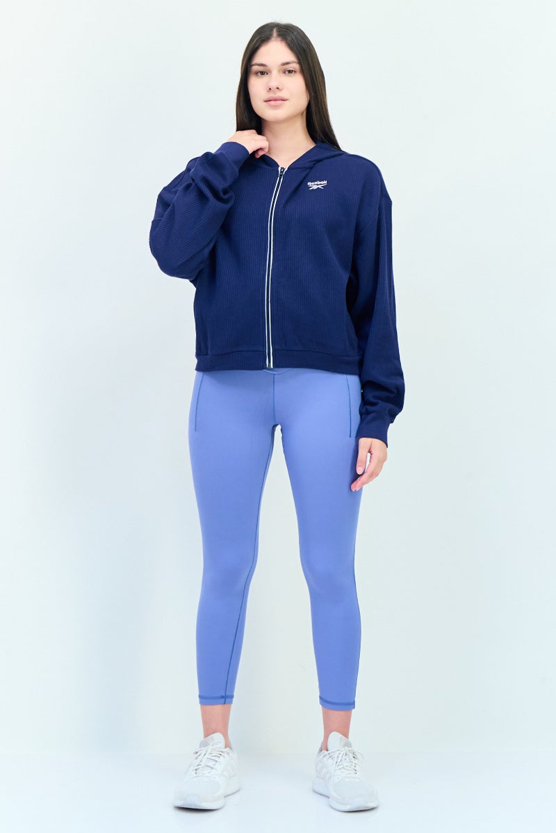 Reebok ملابس رياضية نسائية بأكمام طويلة مناسبة للجري، أزرق داكن - Image 2