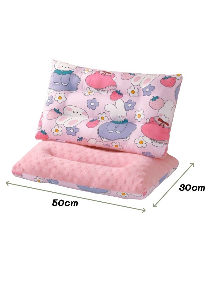 oldlaiben Baby Pillow,Baby Soothing Pillow,Comfortable Velvet Newborn Pillow,Baby Sleep Headrest,Baby Nap Pillow,Breathable Baby Pillow,Cartoon Print Pattern,Machine Washable,30*50cm(Pink) - Image 2