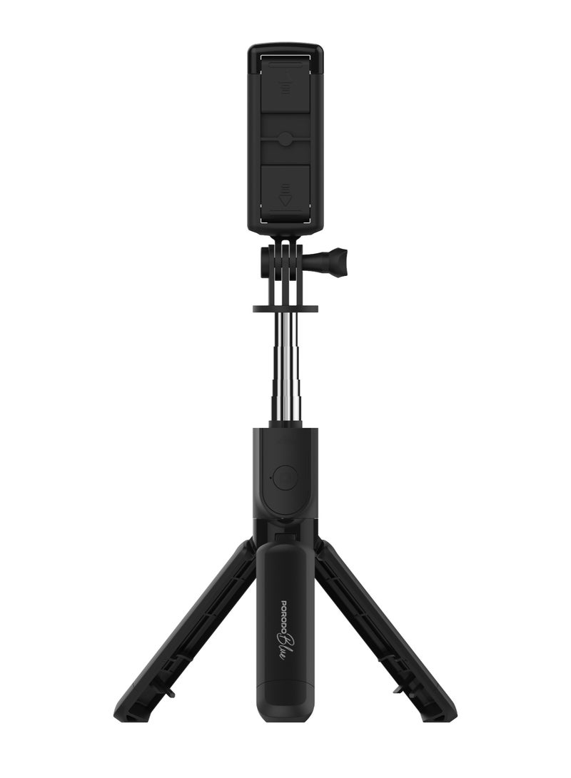 porodo Selfie Stick With Tripod & 360° Adjustable Mount / 680mm Extendable Arm / Wireless & Detachable Remote / 4.0 Bluetooth Version / 10m Bluetooth Distance / Compatible with iOS & Android Devices / Lightweight Build - Black - Image 1