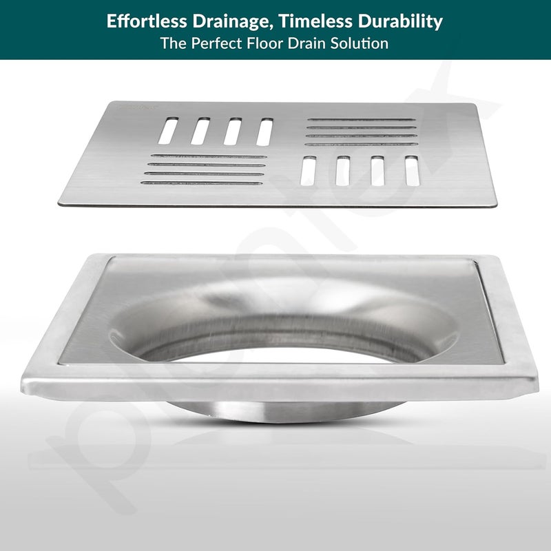 Plantex 304 Grade Stainless Steel Drain CoverBathroom Drain CoverBathroom Drain JaliFloor Trap for Bathroom and Kitchen 6x6 inches - Image 2