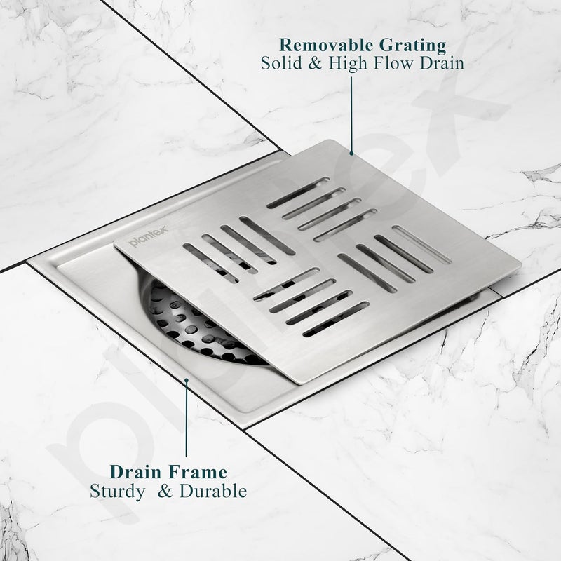 Plantex 304 Grade Stainless Steel Drain CoverBathroom Drain CoverBathroom Drain JaliFloor Trap for Bathroom and Kitchen 6x6 inches - Image 5