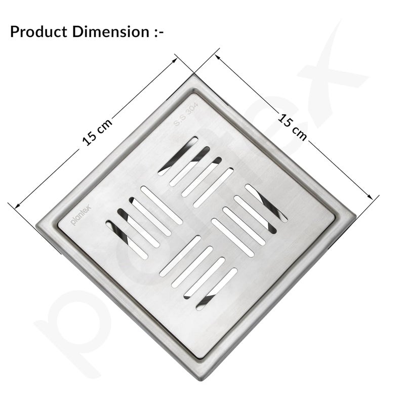 Plantex 304 Grade Stainless Steel Drain CoverBathroom Drain CoverBathroom Drain JaliFloor Trap for Bathroom and Kitchen 6x6 inches - Image 3