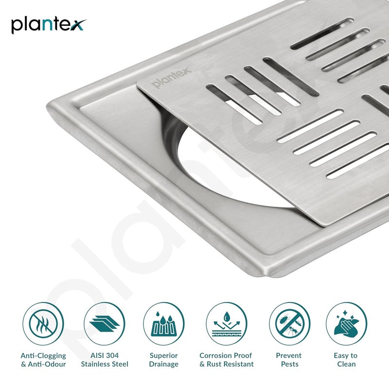 Plantex 304 Grade Stainless Steel Drain CoverBathroom Drain CoverBathroom Drain JaliFloor Trap for Bathroom and Kitchen 6x6 inches - Image 4