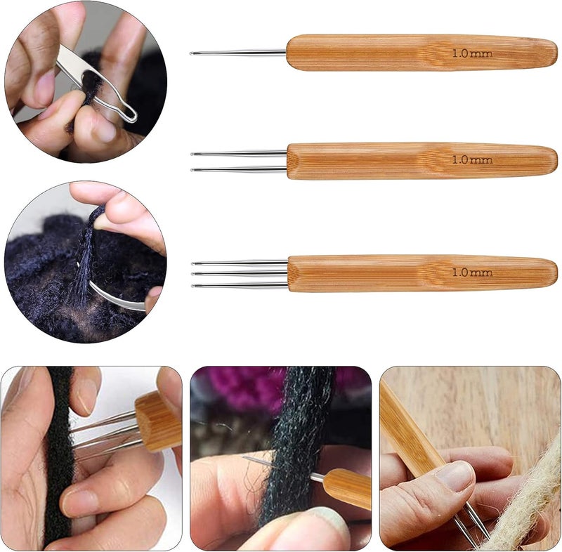 Augsun Dreadlock Crochet Hook Tool,Braid Hair Dreadlocks Needle, Interlocking Tool for Locs,Weaving Crochet for Braid Craft Knitting Needles (1.0mm) - Image 4