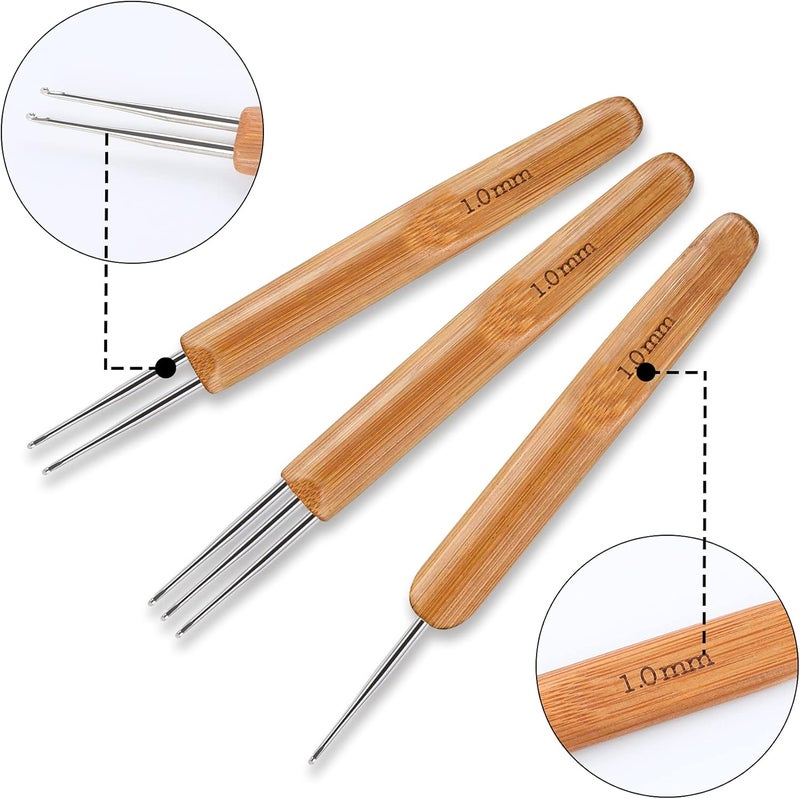 Augsun Dreadlock Crochet Hook Tool,Braid Hair Dreadlocks Needle, Interlocking Tool for Locs,Weaving Crochet for Braid Craft Knitting Needles (1.0mm) - Image 3