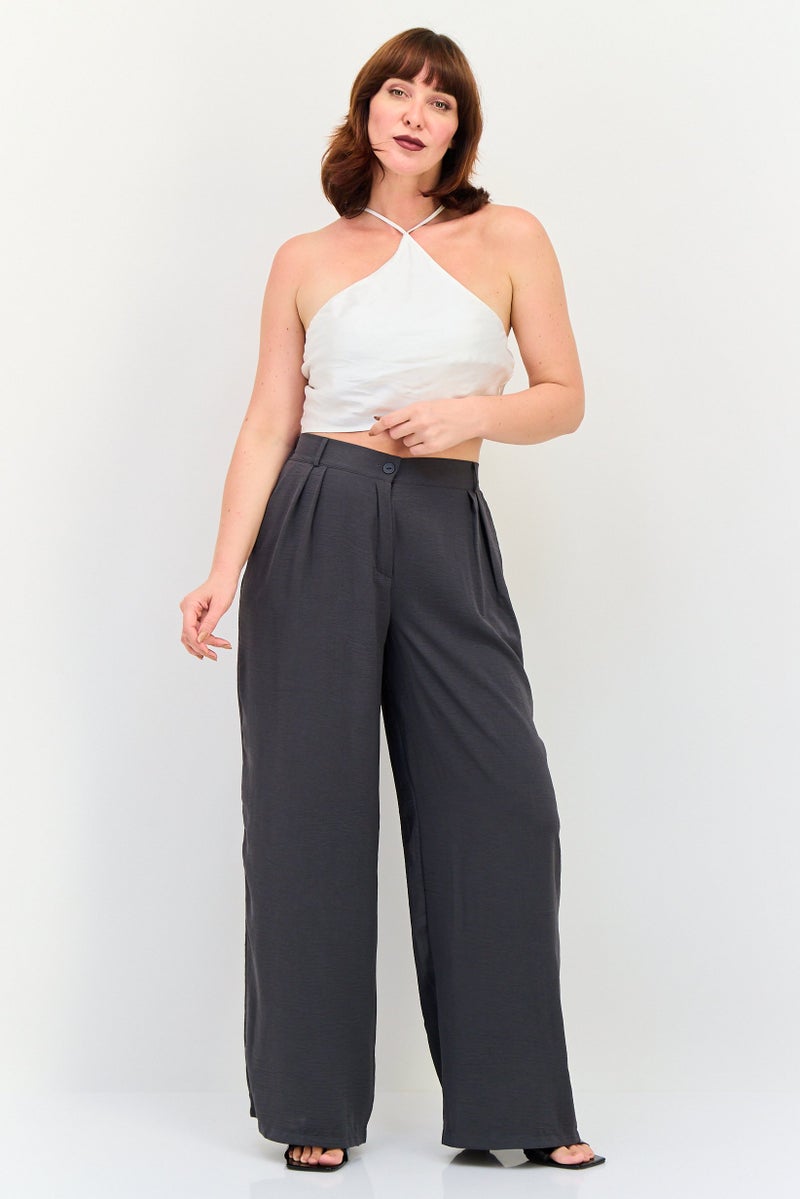 Bershka Women Halter Neck Sleeveless Plain Tank Tops, White - Image 4