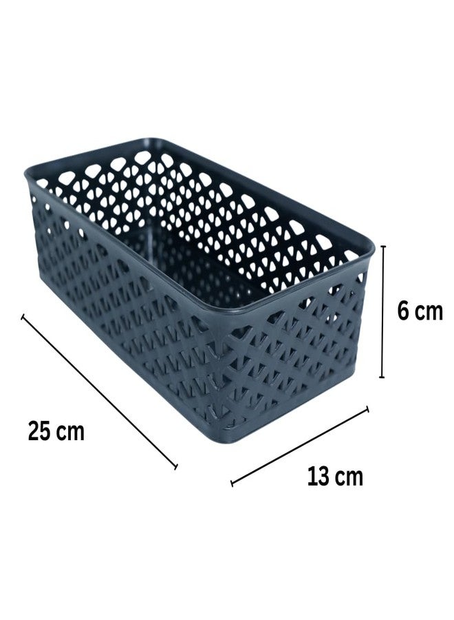 MORVI Stanza -1 Multi-Purpose Plastic Storage Basket|Stackable Organizer Tokri For Home,Kitchen,Bathroom & Office|Ideal For Toys,Clothes,Cosmetics,Stationery|Set Of 3|Black Peach White - Image 2
