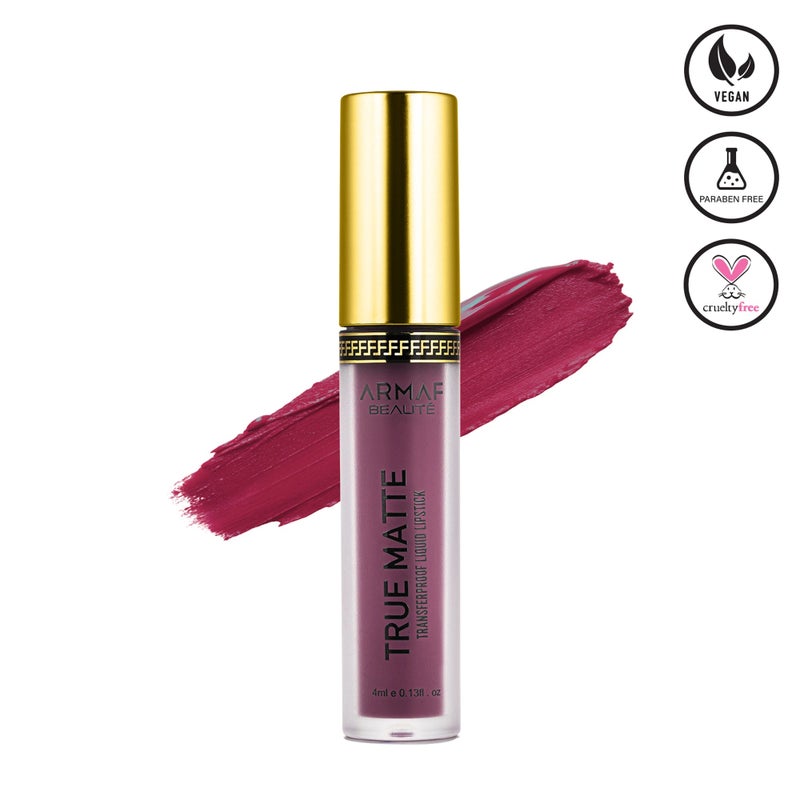 Armaf Beaute True Matte Transferproof Liquid Lipstick 4ml, High Street Colour, One Swipe Pigmentation & Transfer Proof Formula, Weightless & Non-Sticky, Long Lasting & Water Proof Lip Stick
