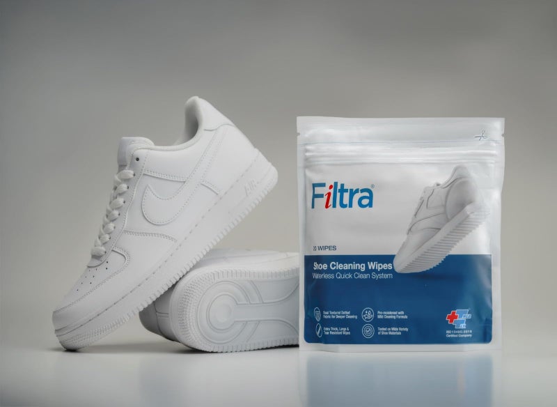 FILTRA® Shoe Cleaning Wipes | Heavy Duty Luxury Sneaker Wipes | Quick Clean | Gentle Cleaning Formula | Safe for All Shoes & Sneakers (Pouch of 20) - Image 1