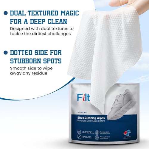 FILTRA® Shoe Cleaning Wipes | Heavy Duty Luxury Sneaker Wipes | Quick Clean | Gentle Cleaning Formula | Safe for All Shoes & Sneakers (Pouch of 20) - Image 3