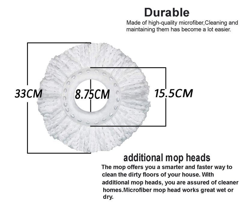 GTC® Microfiber Refill Mop Head Replacement Head Refill for 360 Rotating Easy Spin Mop Cleaner Duster (Pack of 9) - Image 3