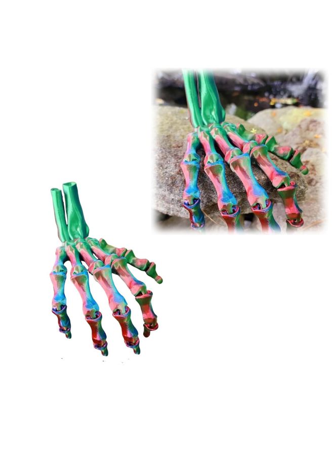 Loquat Hot-Selling 3D Printed Skeleton Hand  Skeleton Hand Decorative Ornaments Movable-Color:3d Skull Hand Purple Green - Image 1
