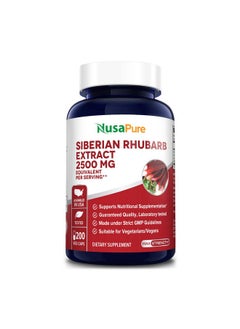 Siberian Rhubarb 10:1 Extract 2500Mg 200 Veggie Capsules (Vegetarian Nongmo & Glutenfree)