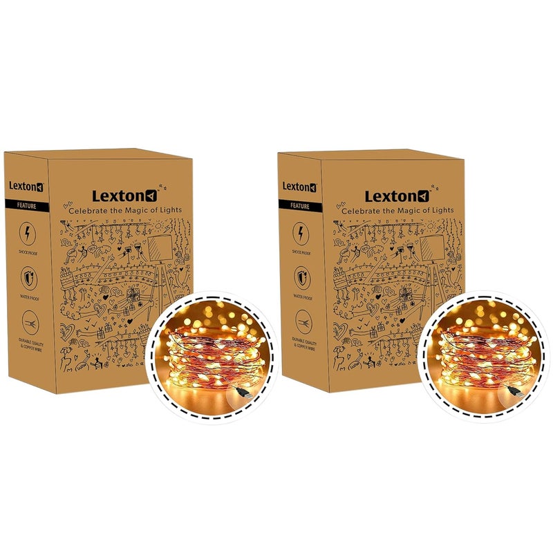 Lexton Lexton 10 m Led Copper String Light USB Sourced Warm White for Indoor Outdoor Decorations Diwali Christmas Wedding Party Lawn Pack of 2  - Image 1