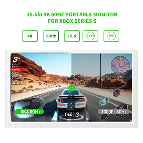G-STORY 15.6" Portable Monitor for Xbox Series S 4K Portable Gaming Monitor IPS Screen for Xbox Series S（not Included） with Two HDMI, HDR, Freesync Game Mode Travel Monitor - Image 4