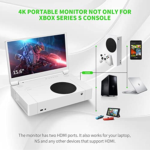 G-STORY 15.6" Portable Monitor for Xbox Series S 4K Portable Gaming Monitor IPS Screen for Xbox Series S（not Included） with Two HDMI, HDR, Freesync Game Mode Travel Monitor - Image 5
