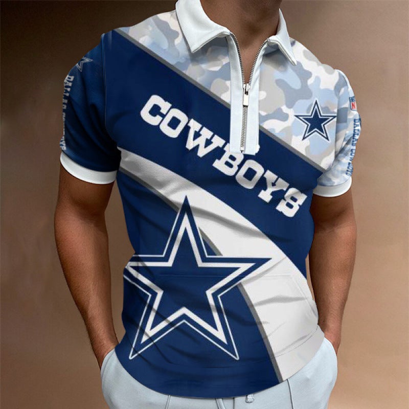 European and American foreign trade cross-border 3D digital printing pattern men's lapel short-sleeved zipper men's casual polo shirt PL-DX73 S - Image 2