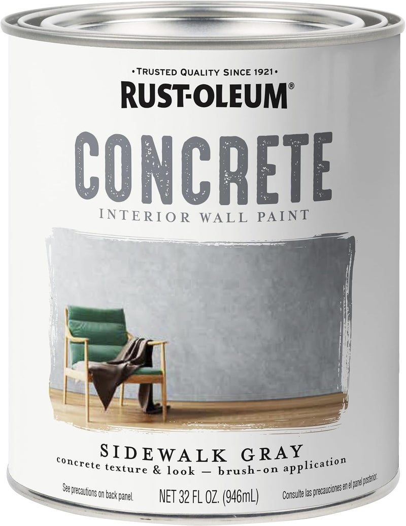 Rust-Oleum Concrete Interior Wall Paint, Sidewalk Gray, 1 Quart - Image 1