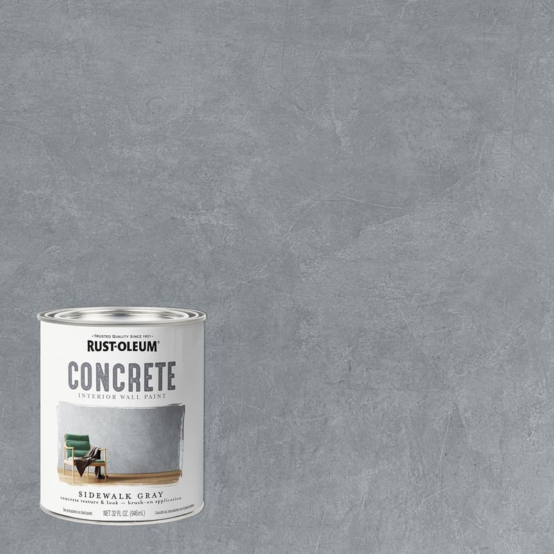 Rust-Oleum Concrete Interior Wall Paint, Sidewalk Gray, 1 Quart - Image 2