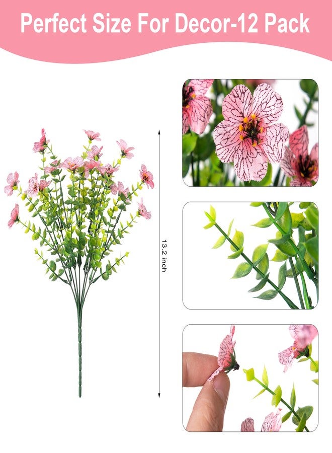 Ammyoo Artificial Fake Plants Flowers for Outdoor Spring Summer Decor, 12 Bundles Faux Silk Daisy for Planter Pot Colorful UV Resistant Look Real for Front Door Porch Patio Outside Yard(Purple Pink) - Image 3