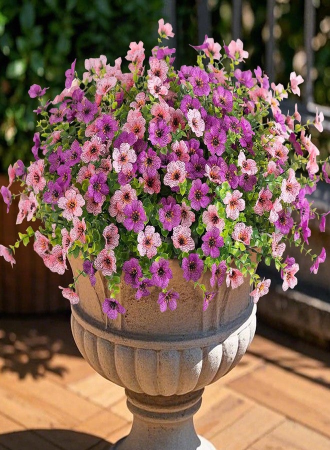 Ammyoo Artificial Fake Plants Flowers for Outdoor Spring Summer Decor, 12 Bundles Faux Silk Daisy for Planter Pot Colorful UV Resistant Look Real for Front Door Porch Patio Outside Yard(Purple Pink) - Image 2