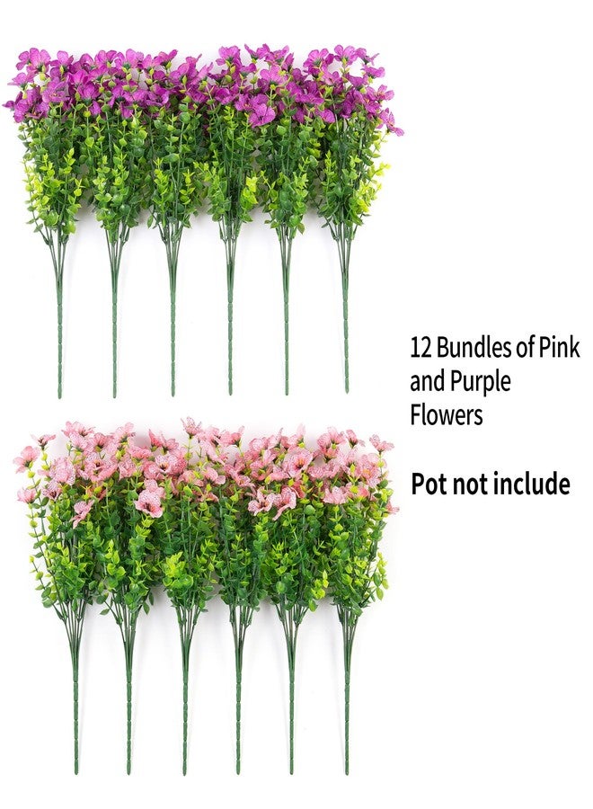 Ammyoo Artificial Fake Plants Flowers for Outdoor Spring Summer Decor, 12 Bundles Faux Silk Daisy for Planter Pot Colorful UV Resistant Look Real for Front Door Porch Patio Outside Yard(Purple Pink) - Image 4